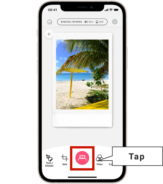 5) Once you are redirected to the instax™ printer app, tap the print button.