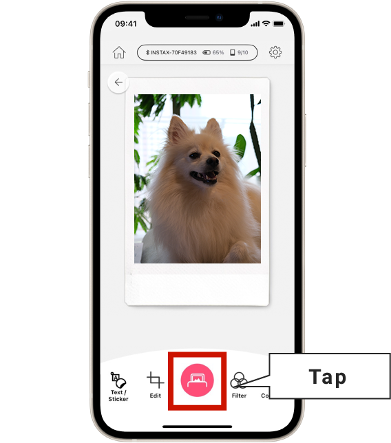 5) Una vez hayas accedido a la aplicación de la impresora instax™ Smartphone, pulsa el botón de impresión para imprimir.