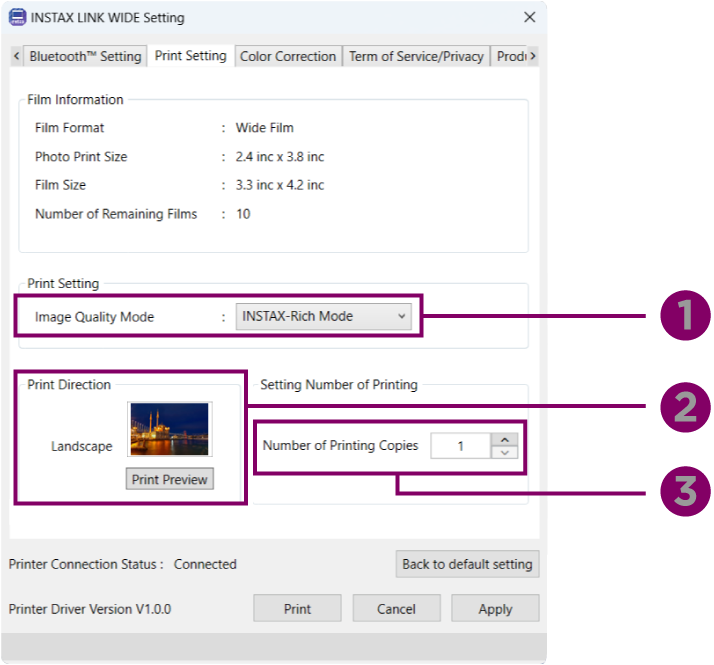 Print settings