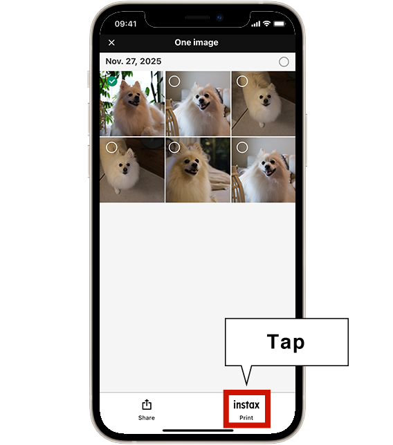3) Pulsa «instax™ Print».