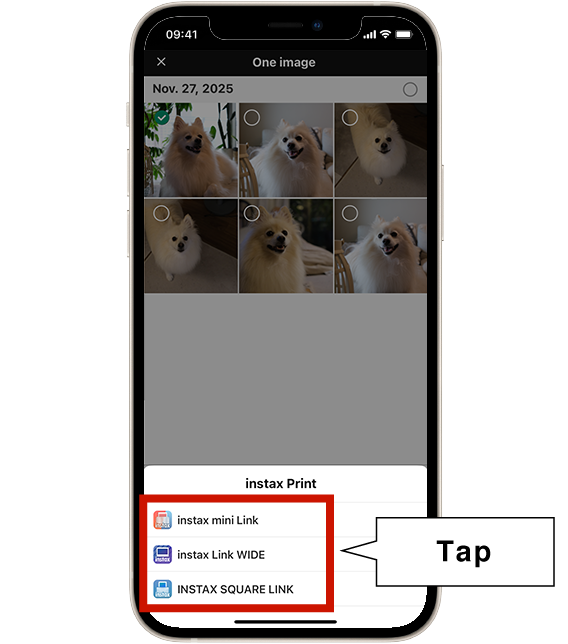 4) Aparecerá la aplicación de la serie instax™ Link; pulsa el icono.