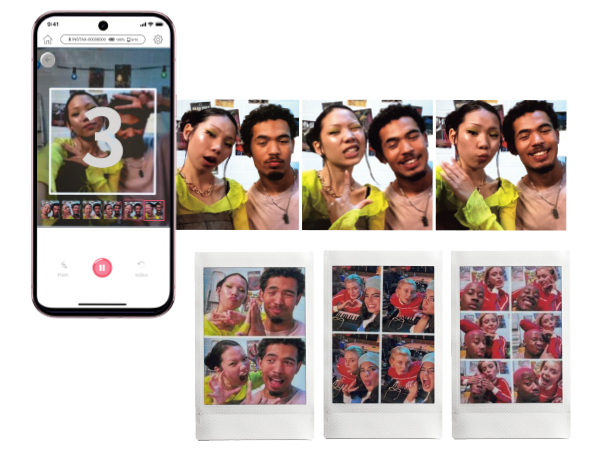 Google Pixel 9 Pro screen and collaged instant photos