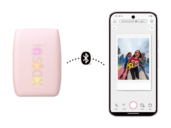 instax mini Link 3™ and Google Pixel 9 Pro connected via Bluetooth