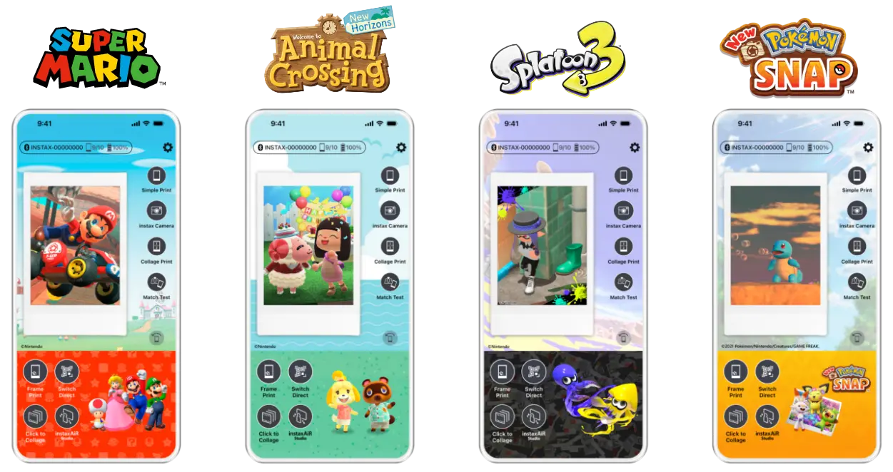 SUPER MARIO、Welcome to Animal Crossing、Splatoon、Pokemon SNAP