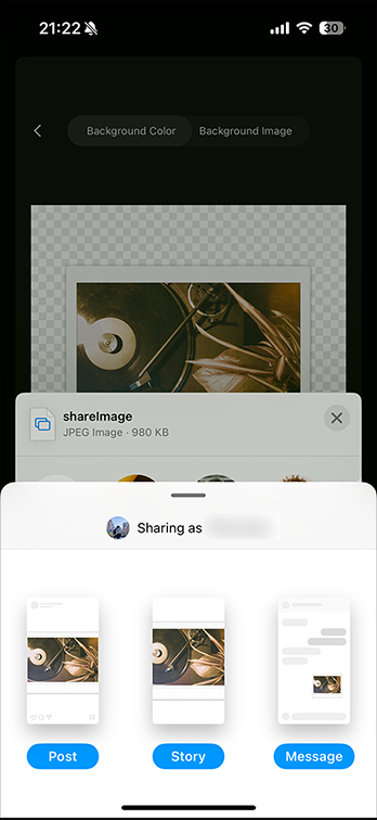 Instructions on how to share are shown on the menu of your device. Select INSTAGRAM, then tap “Post“.